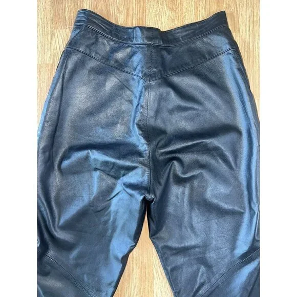Vintage Ruth Wagner Leather Pants Straight Leg Tapered New Wave Retro Size 6 1C - Picture 11 of 12